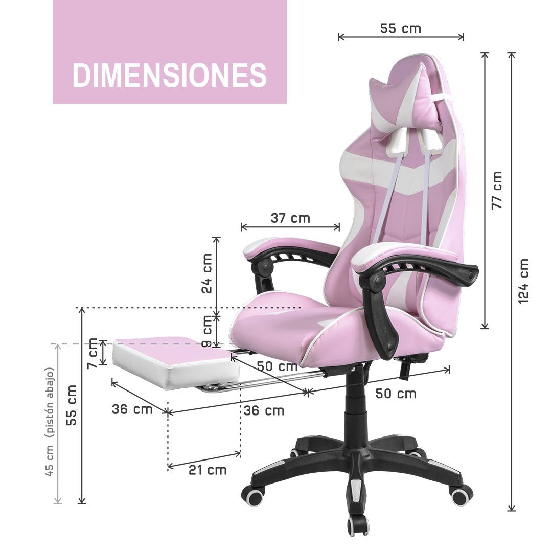 7 + 1 Sillas gaming en color ROSA